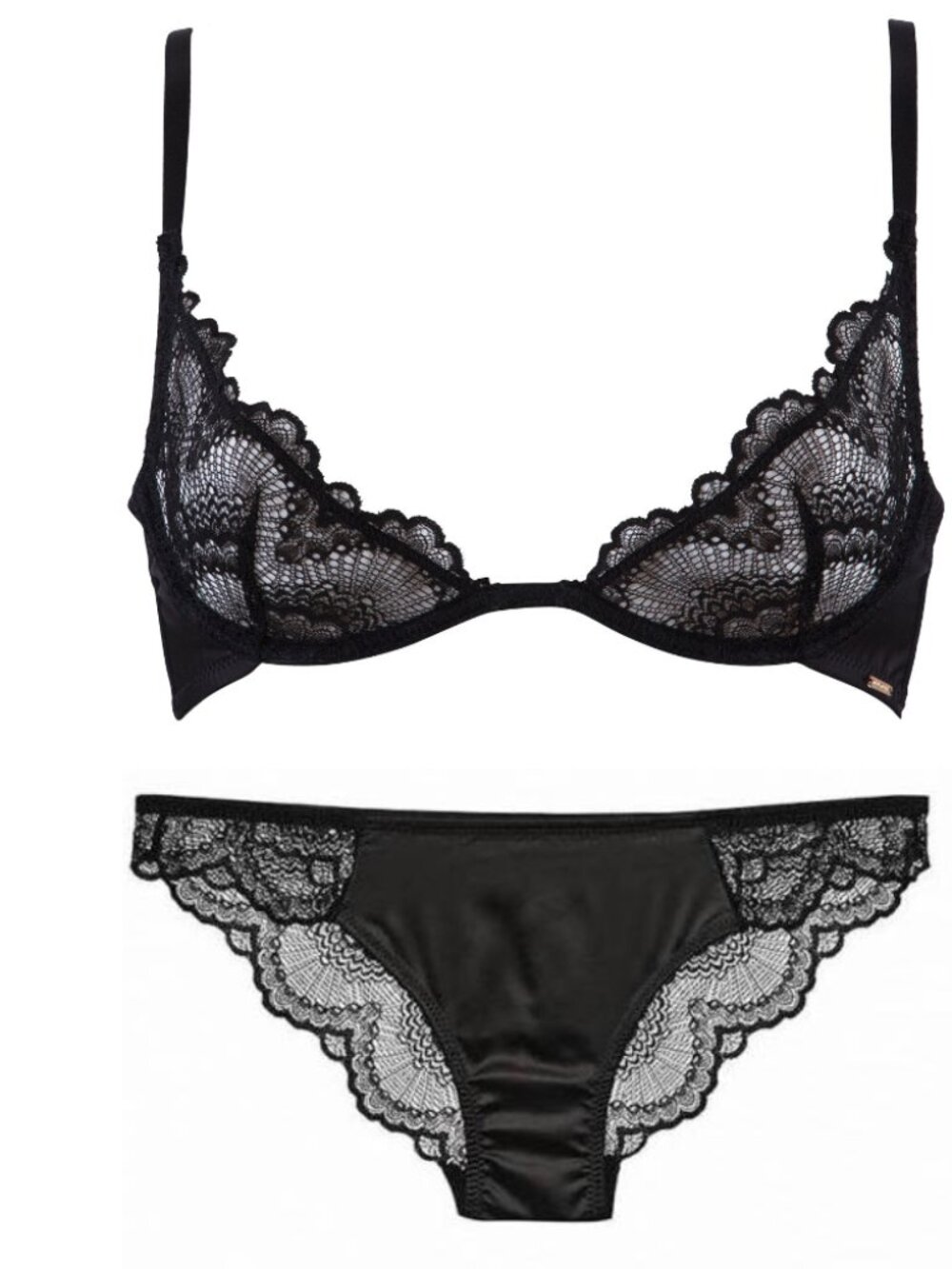 Revolve Bluebella Black Lace 30B Bra 2 4 Small Brief Lingerie Set Unlined